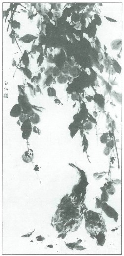 Persimmons and Chickens 1958 Sumi on paper Scale about 1115 Sweet - photo 7