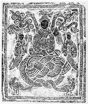 Rubbing from a stone carving depicting the Superior Mother Goddess Deity Fu Xi - photo 8