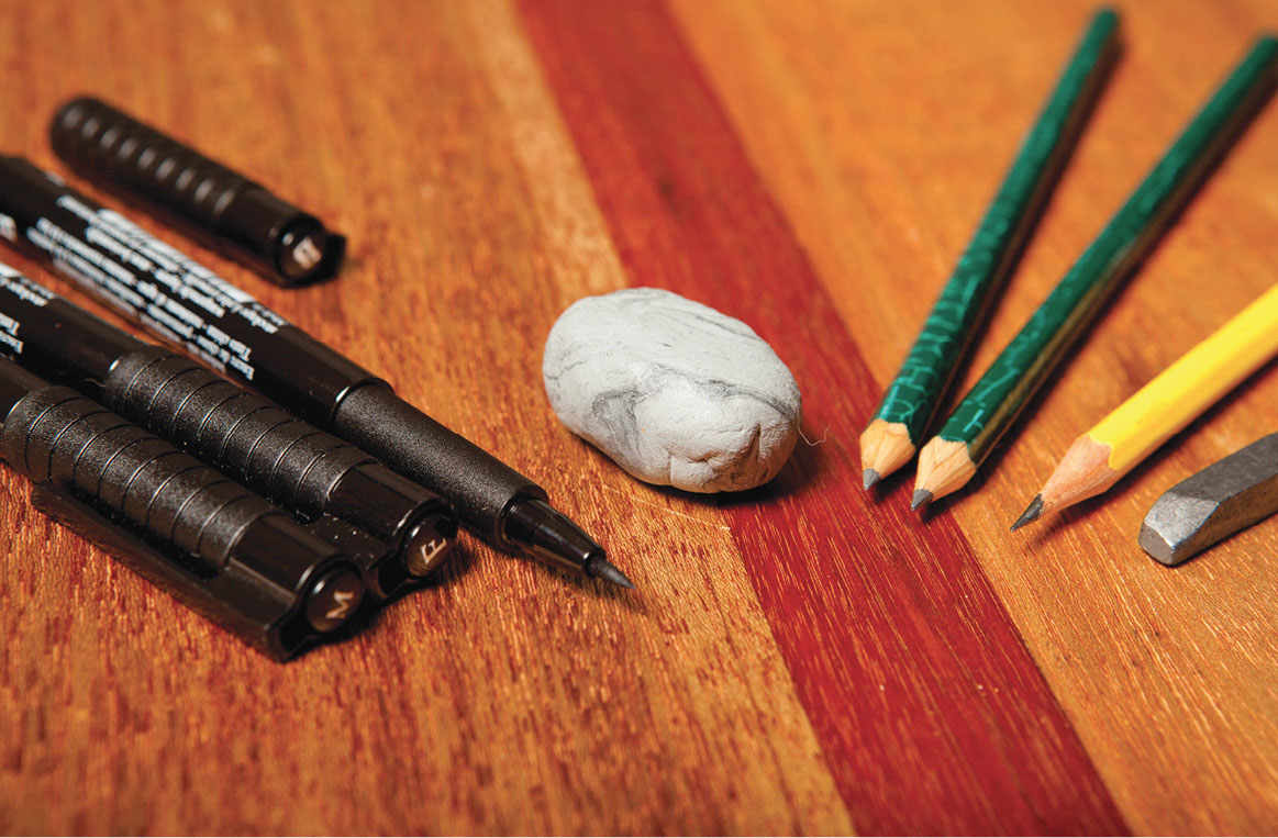 Drawing Tools Fine medium and brush permanent markers a kneaded eraser 2B - photo 4