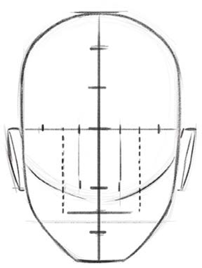 MARK THE PLACEMENT OF THE FEATURES You can measure the eyes by leaving a space - photo 10