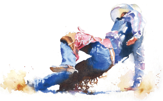 Fallen Cowboy Watercolour 38 x 56cm 15 x 22in Painting is full of trial and - photo 8