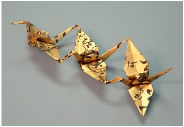 Traditional Senbazuru of Three Connected Cranes Folded by Greg Mudarri - photo 5