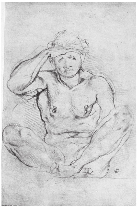 Jacopo Pontormo Study of a nude seated on the ground Black chalk 400 260 mm - photo 18