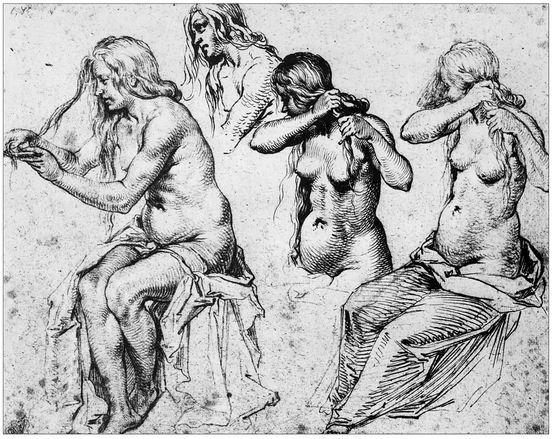 17 JACOB DE GHEYN II 15651629 Studies of Four Women at Their Toilet Pen - photo 18