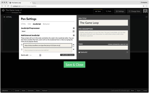 Figure 2-2 Adding PixiJS to CodePen Creating sprites Sprites are a - photo 2