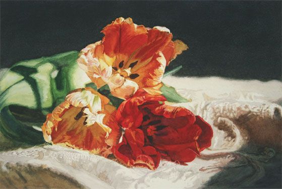 Tulips Keiko Yasuoka 10 15 25cm 38cm Transparent watercolor on 300-lb - photo 3