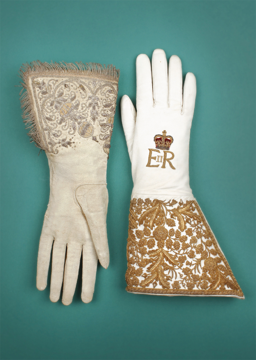 The coronation gloves of Elizabeth I left and Elizabeth II right GLOVES - photo 2