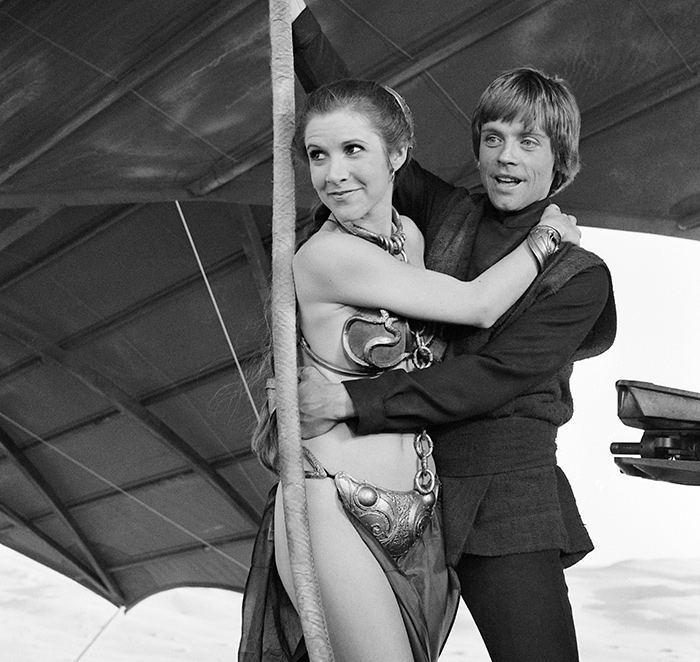 Carrie Fisher Princess Leia and Mark Hamill Luke Skywalker on location in - photo 3