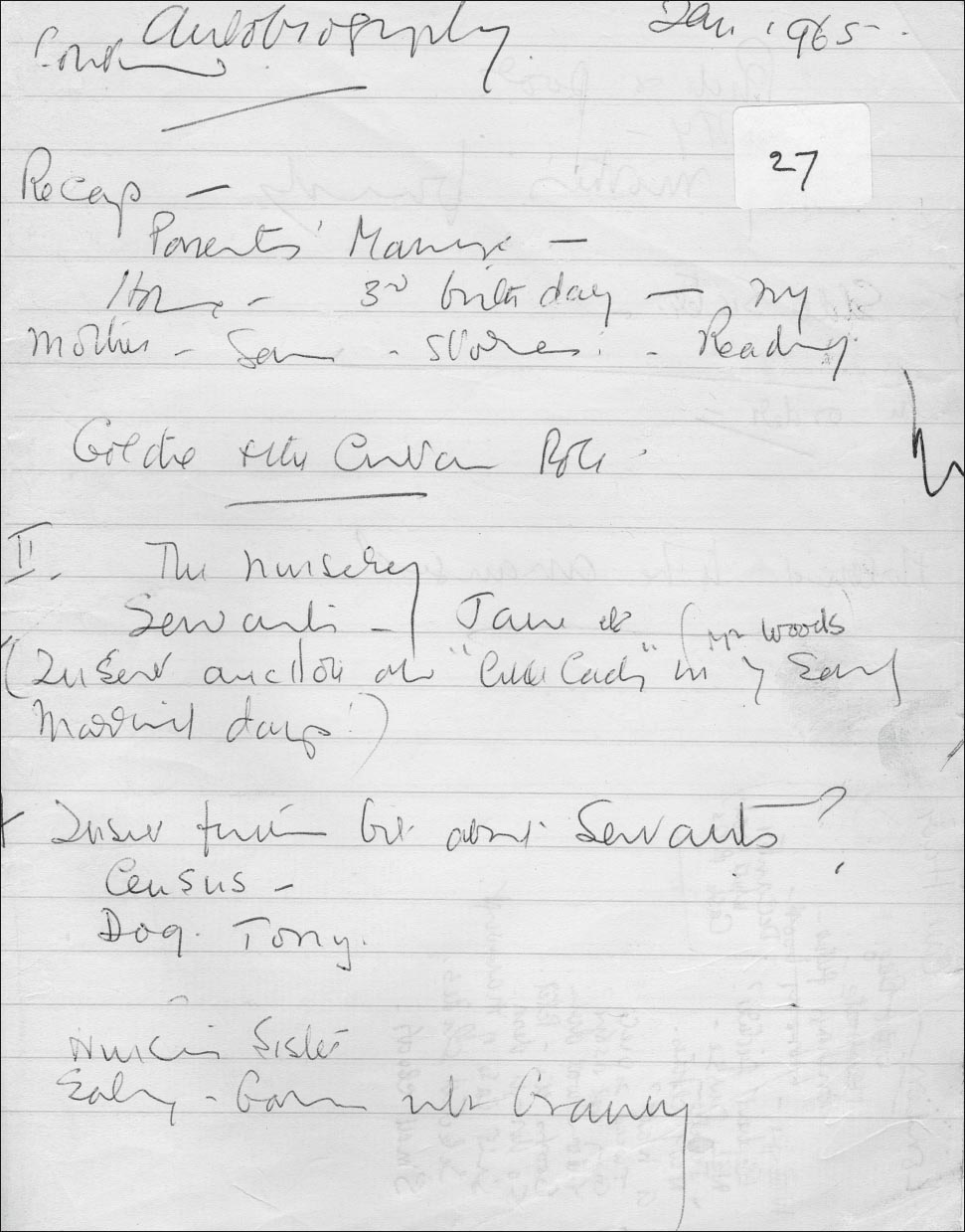 Notes dated 1965 in Notebook 27 summarising the early chapters of An - photo 2