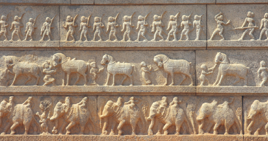 Carved relief of Ancient Indian army Ancient bas-relief of the Persian - photo 6