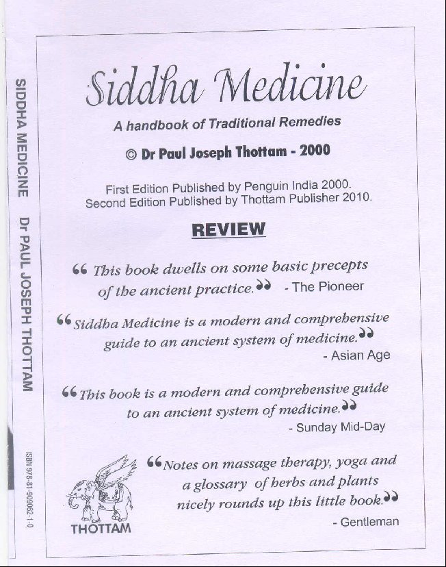 SIDDHA MEDICINE THOTTAM Dr PAUL JOSEPH graduated from Madras University in - photo 1