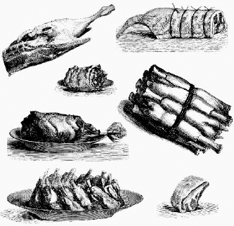 Engraving of a collection of seven lamb dishes from Le livre de cuisine 1874 - photo 6