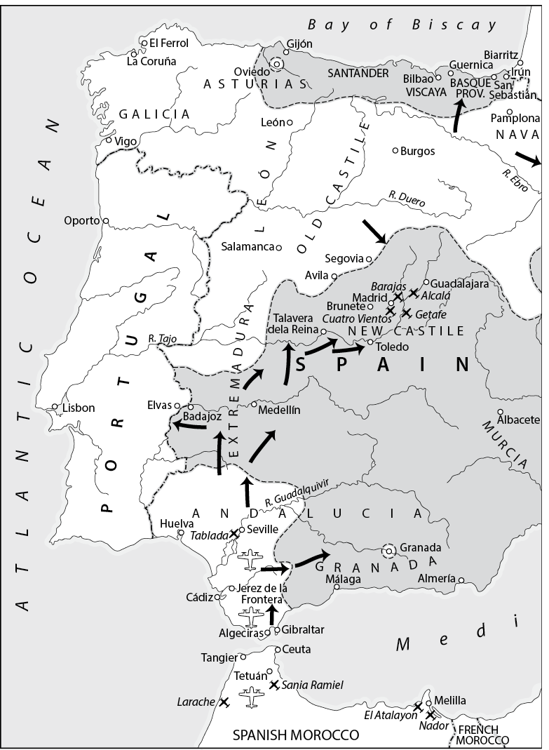 The division of Spain August 1936 The shaded areas are those held by the - photo 3