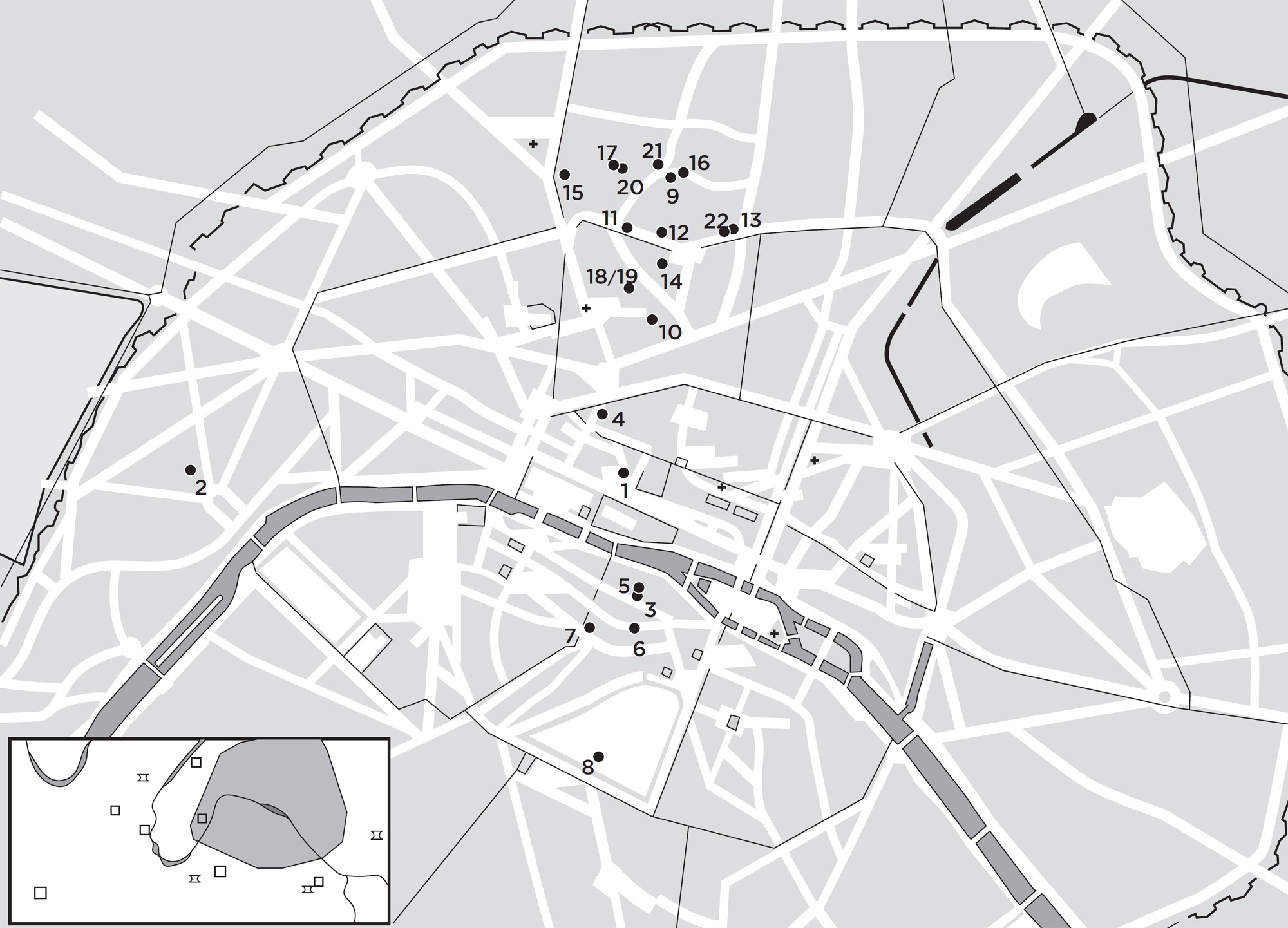 Map of Paris showing Renoirs studios and apartments ADDRESSES OF RENOIRS - photo 3