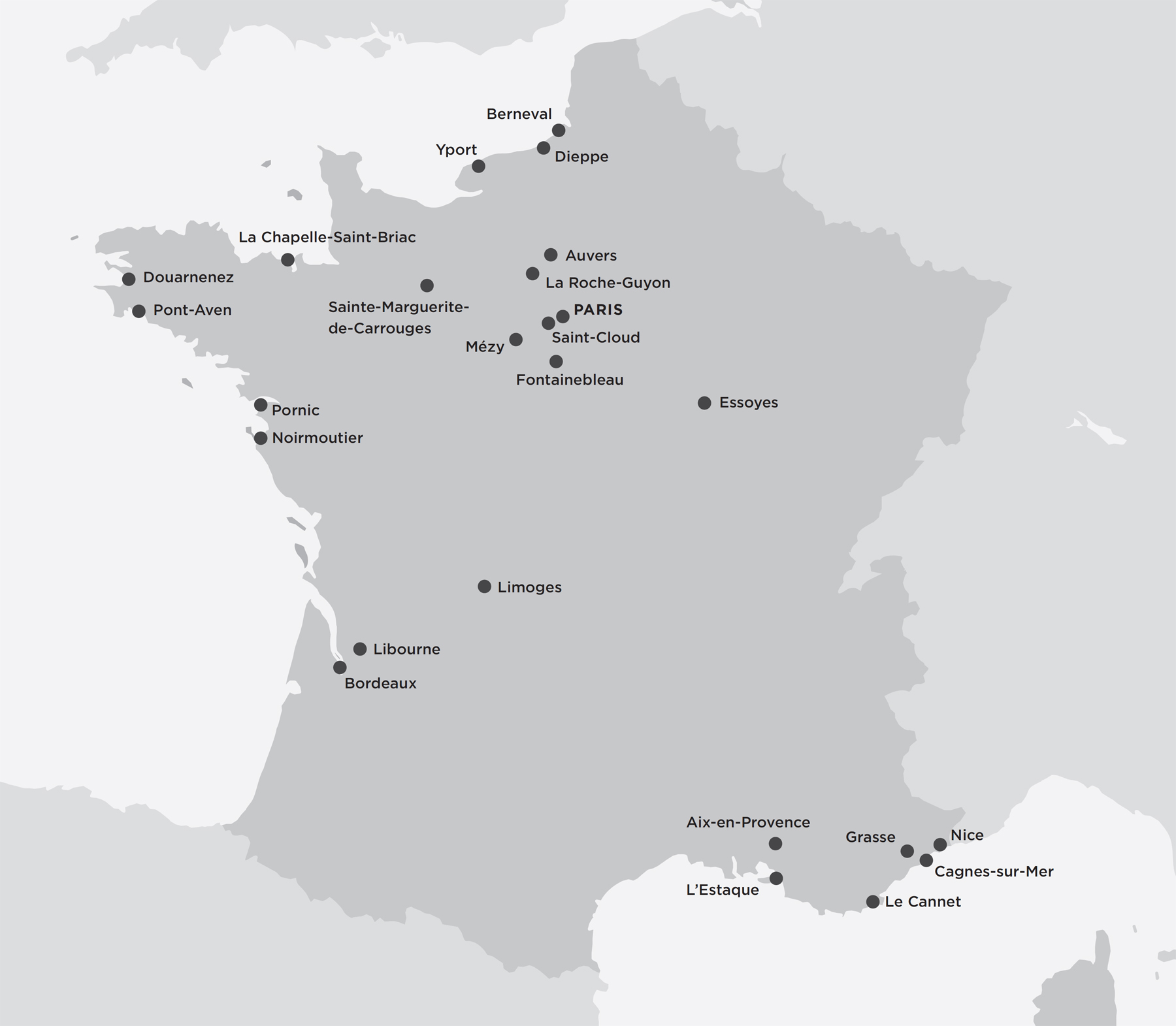 Map of France showing places associated with Renoir Dance at Bougival - photo 4