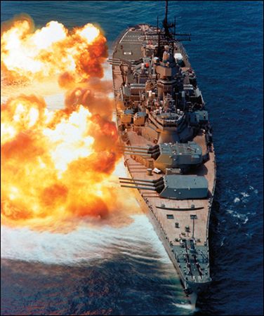 USS Iowa demonstrates the power of its 406mm 16in guns Commissioned in 1943 - photo 4