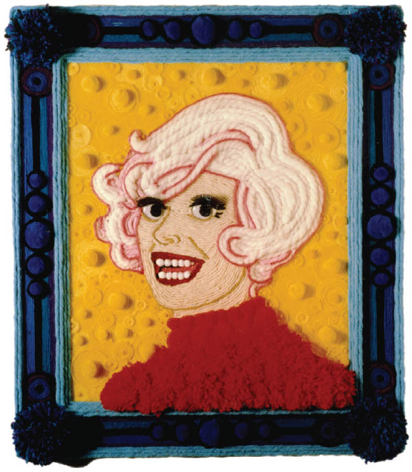 CAROL CHANNING Yarn felt pom-poms googly eyes 1997 My first yarn portrait - photo 3