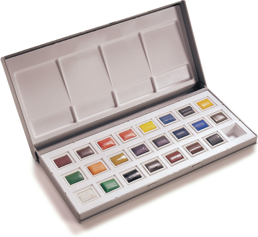 PAN PAINTS Pan or cake paints are typically stored in a watercolor box which - photo 3