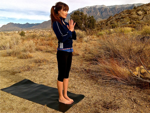 Stand at the top of your mat with your hands in Anjali Mudra palms pressing - photo 8