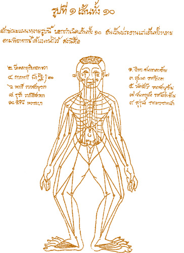 An ancient Thai temple drawing of the sen energy system showing the energy - photo 6