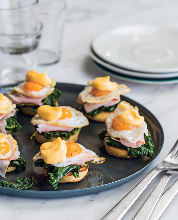 Quail eggs benedict with chilli kale on mini muffins What an elegant way to - photo 9