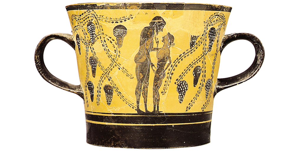 Attic black-figure cup showing an older man courting a youth c 520 BCE - photo 5