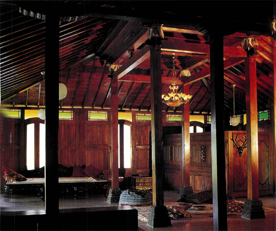 Interior of a Javanese noblemans house The four central columns soko guru - photo 2