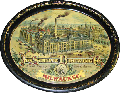 This detailed factory scene tray from Milwaukee includes an image of its beer - photo 3