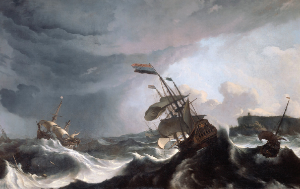 A raging storm and rough seas batter the man-o-war Ridderschap right and the - photo 5