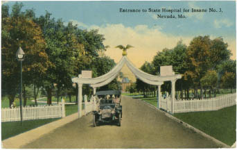 Postcard ca 1920 of the entrance gate to State Hospital Number 3 in rural - photo 6