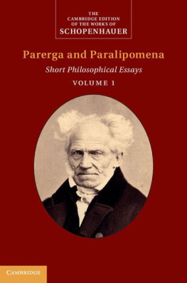 Arthur Schopenhauer Parerga and Paralipomena Vol.1