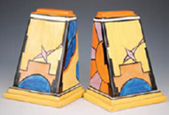 A pair of shape 405 bookends hand painted on glaze in Sunray 1929 A Bon - photo 9