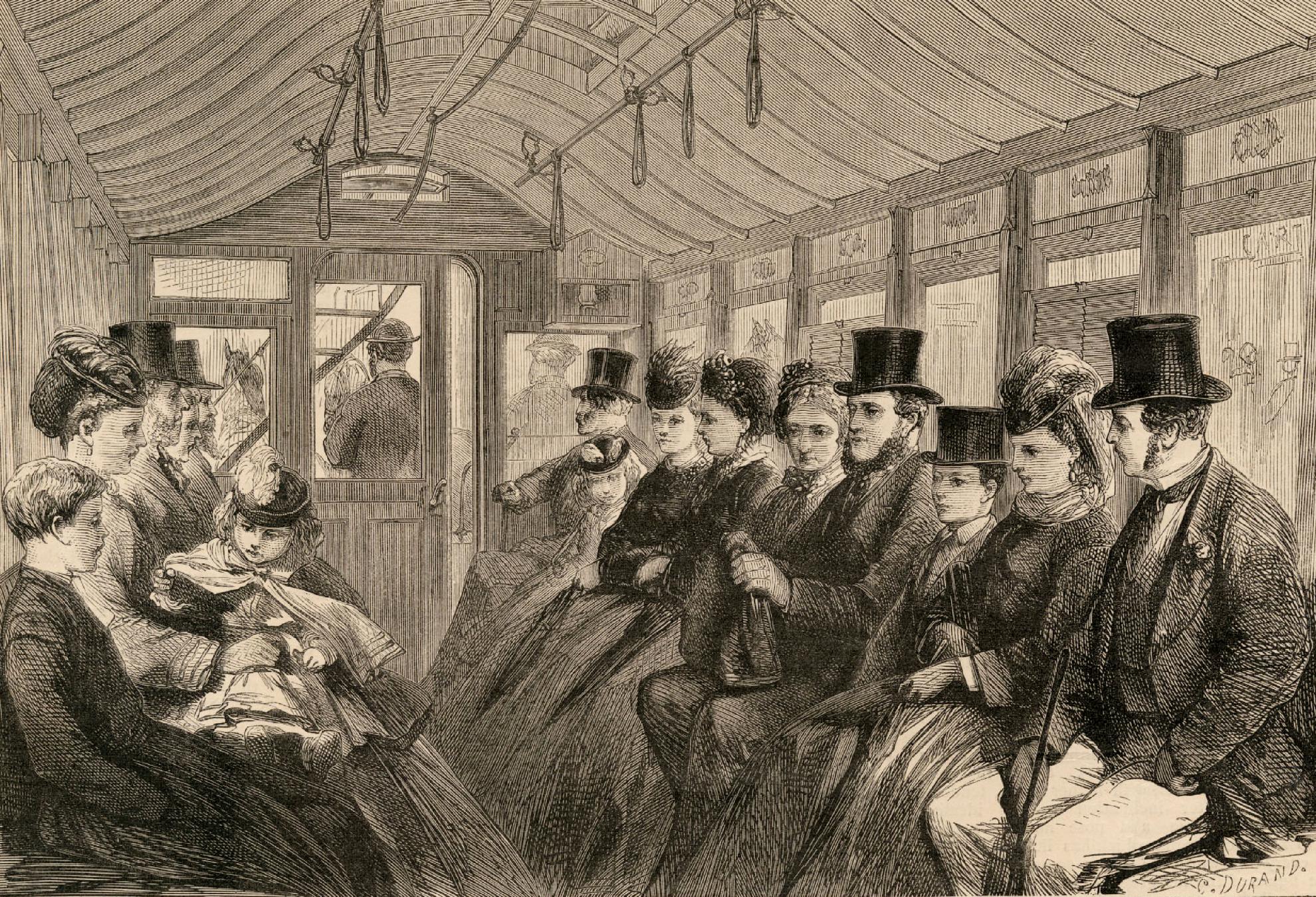 Middle class Londoners comfortably seated in one of the new horse trams - photo 3