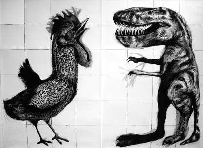 Hatty Morris Chicken and T-Rex 2009 charcoal on paper From T rex to - photo 5