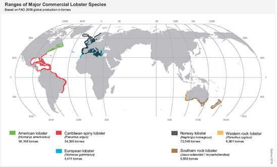 Ranges of the seven most productive commercial lobster fisheries in 2008 from - photo 7