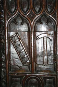 A sixteenth-century carved oak bench end from north Devon depicting builders - photo 8