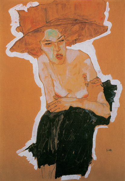 The Scornful Woman Gertrude Schiele 1910 Gouache watercolor and black - photo 3