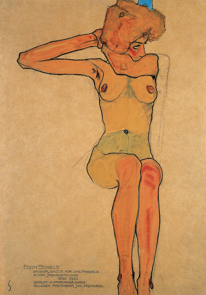 Seated Female Nude with Raised Right Arm 1910 Watercolor and black - photo 5