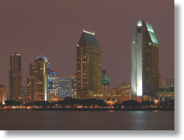 The San Diego skyline turns fluorescent as night falls on Californias - photo 11