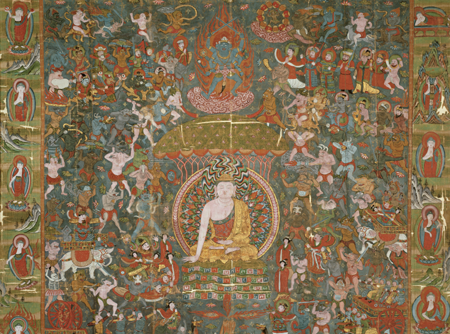 A painted silk banner from the 10th century shows Buddha being attacked by - photo 14