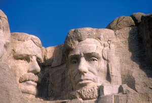 The Lincoln section of the mountainside monument in the Black Hills of South - photo 3