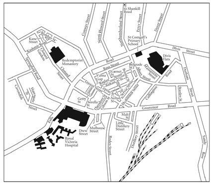 Map of the Lower Falls Road area c 1969 showing some of the places referred - photo 5