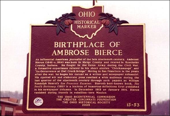 The plaque commerotaing Bierces birth in Meigs County Ambrose Bierce - photo 8