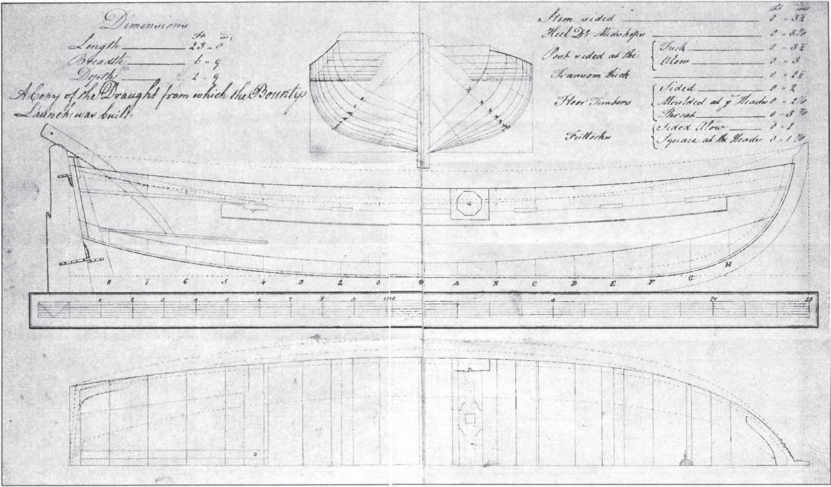 Copy of the draught from which the Bountys launch was built Prologue A LL BUT - photo 5