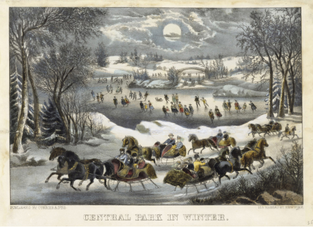 Central Park in Winter Hand-colored lithograph by Currier Ives c 1870s - photo 11