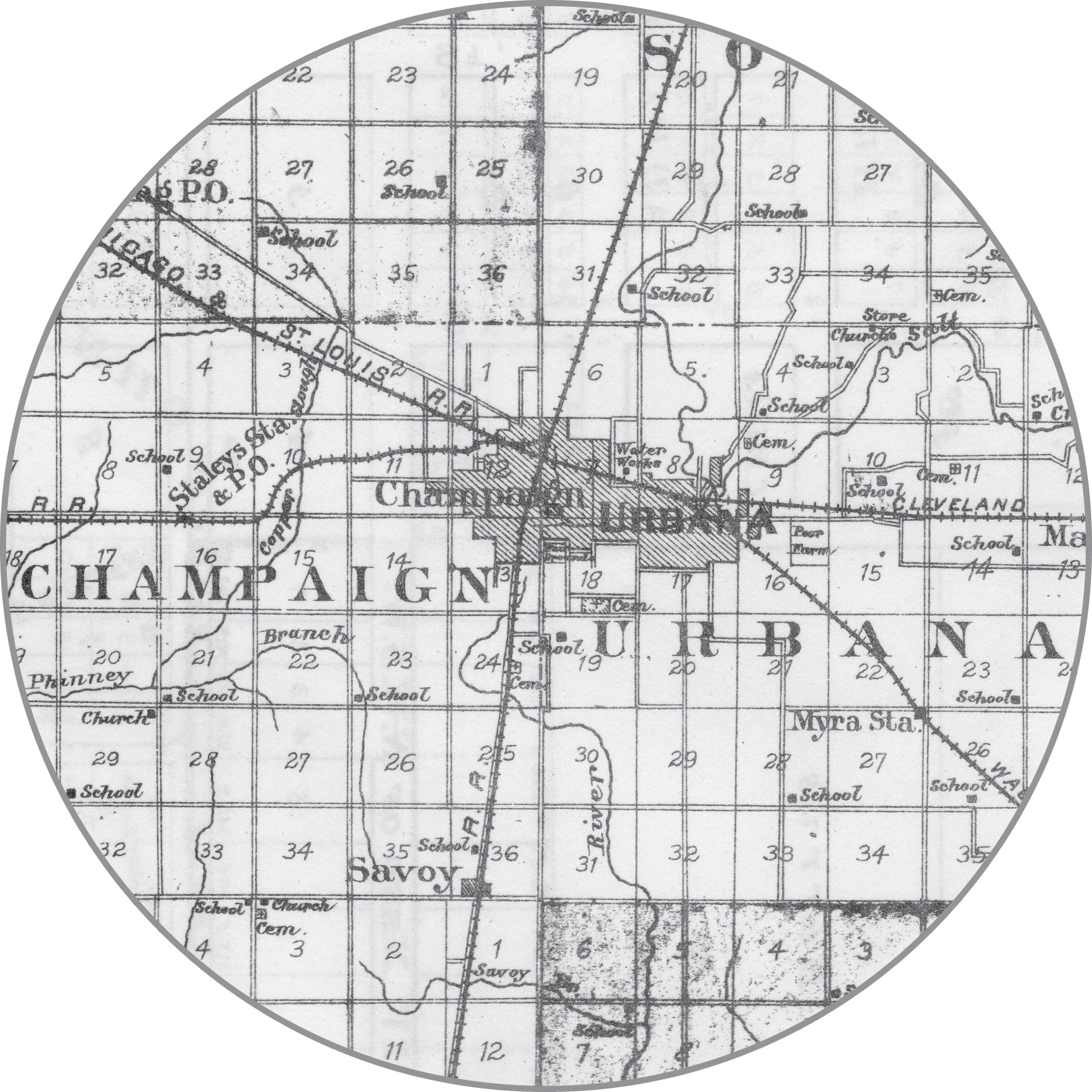 Bottom circle West Urbana later renamed Champaign grew on the outskirts of - photo 7
