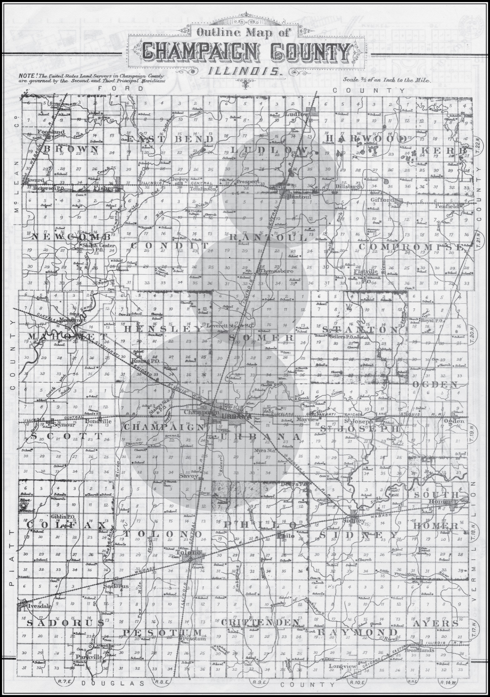 An 1893 map of Champaign County carved from Vermilion County in 1833 on - photo 3
