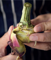 Cut away the remaining tough leaves at the base of the artichoke Using a - photo 9