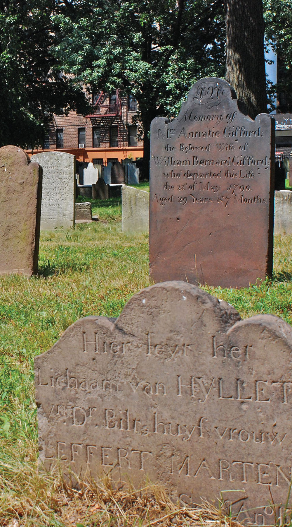 OPPOSITE Dutch-inscribed tombstone in Reformed Church of Flatbush Cemetery - photo 10
