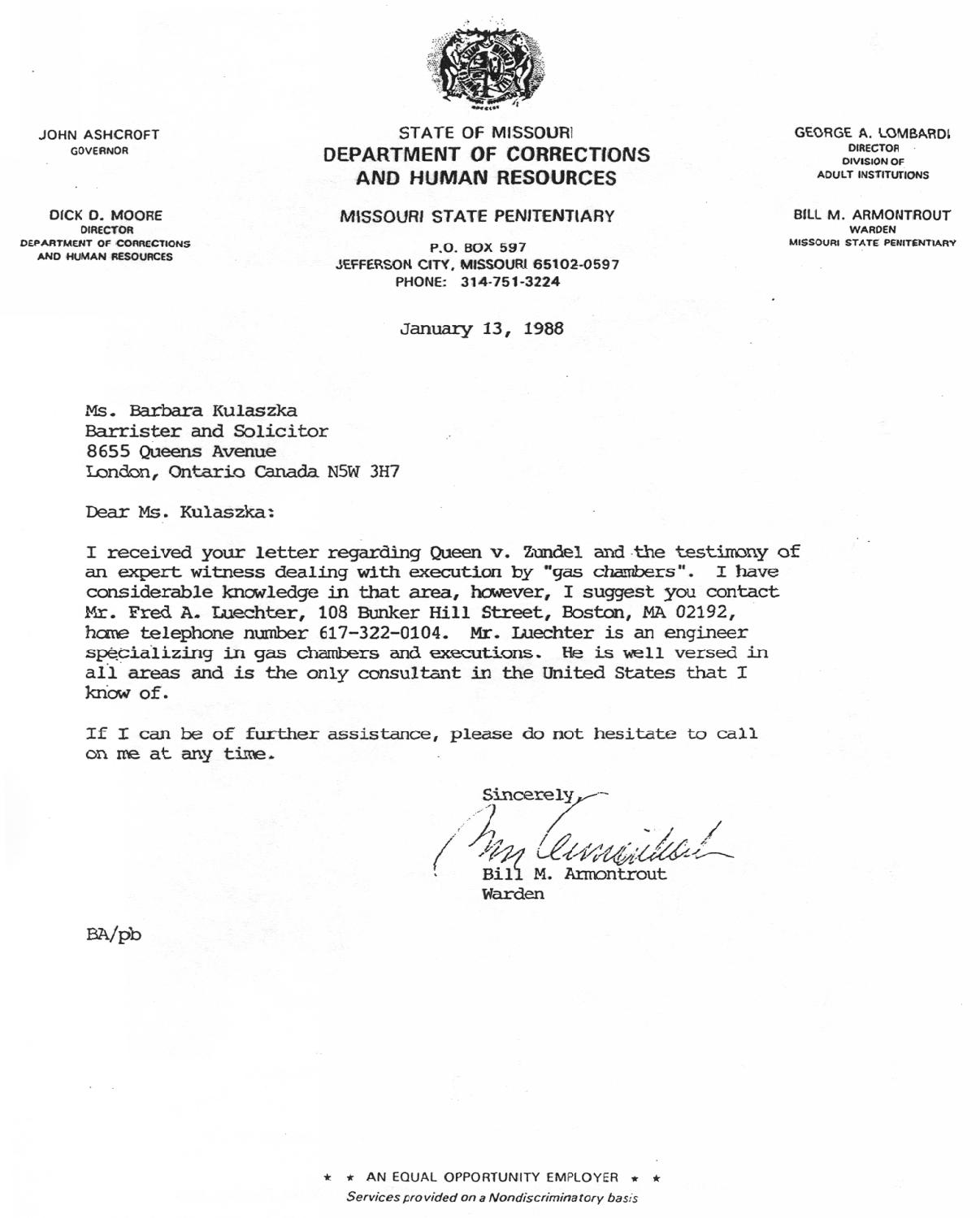 Fig 1 Letter of recommendation by the warden of the Missouri State - photo 2